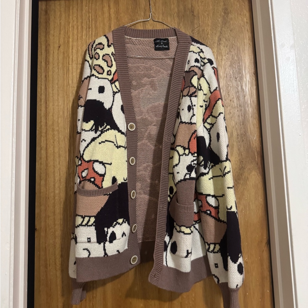 Mushroom Print Cardigan Sweater